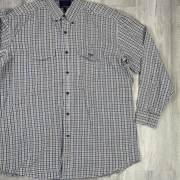 1883 Lucchese Oxford Button Down Long Sleeve Shirt Mens Large Plaid Red Brown T - Picture 3 of 9